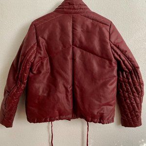 Helmut Lang Boxy Puffer  Coat — Burgundy S